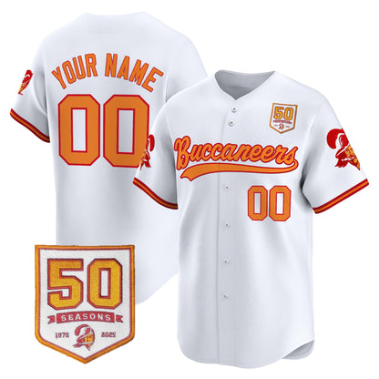 Tampa Bay Buccaneers 50th Season Patch Vapor Baseball Custom Jersey - All Stitched