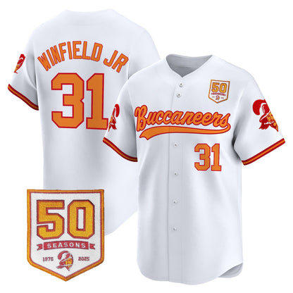 Men's Tampa Bay Buccaneers 50th Season Patch Vapor Baseball Jersey - All Stitched