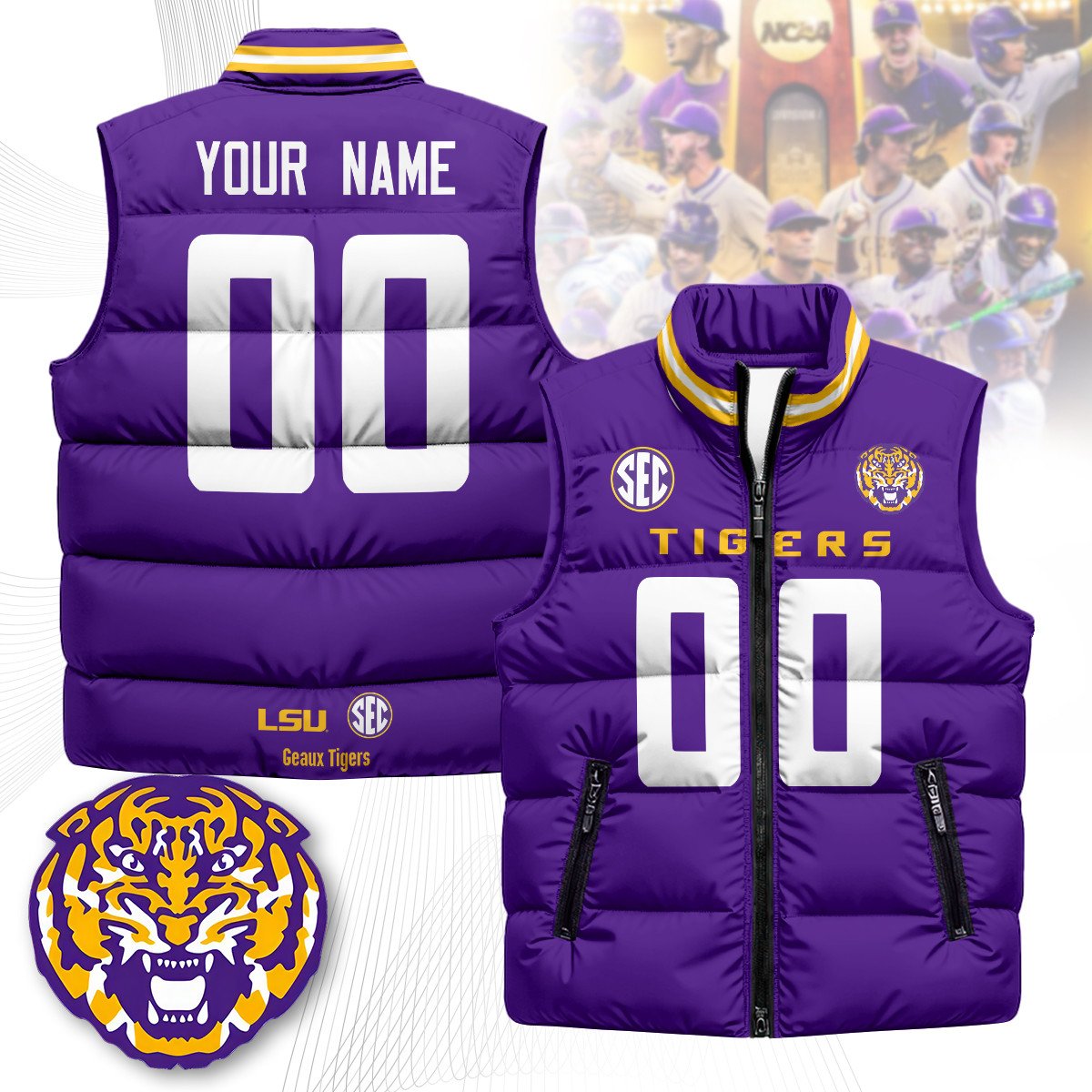 LSU Tigers Unisex Puffer Vest