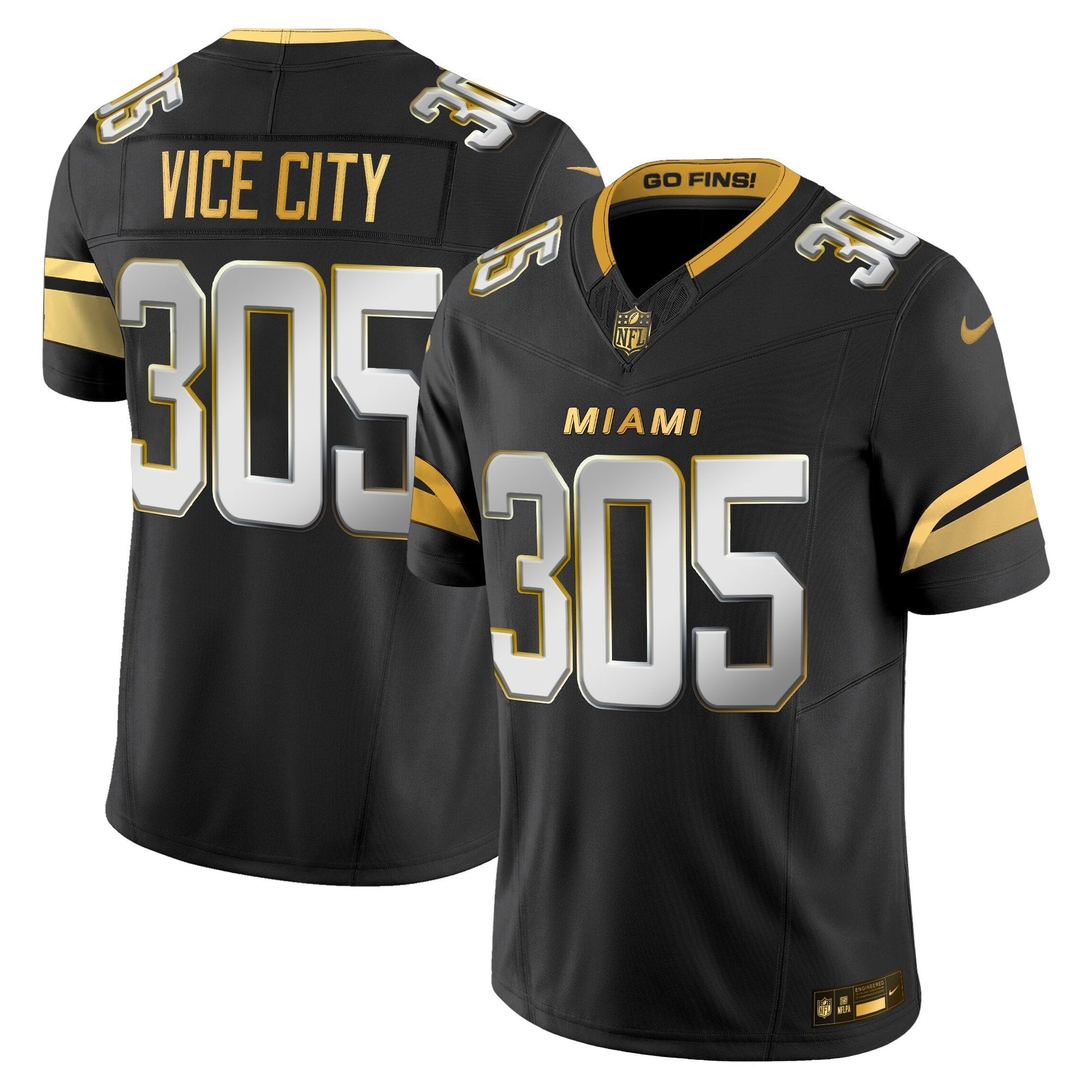 Men's Miami Dolphins 2025 "Rivalries" Gold Vapor Limited Jersey - All Stitched