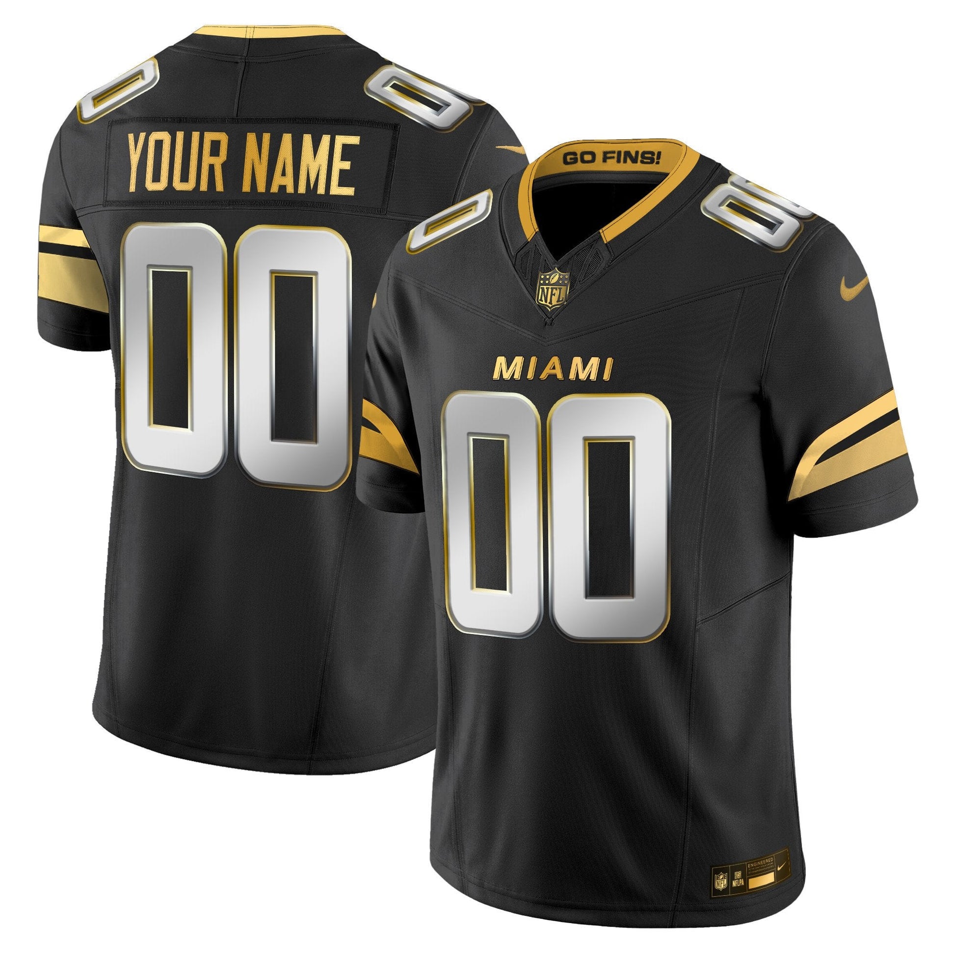 Miami Dolphins 2025 "Rivalries" Gold Vapor Limited Custom Jersey - All Stitched