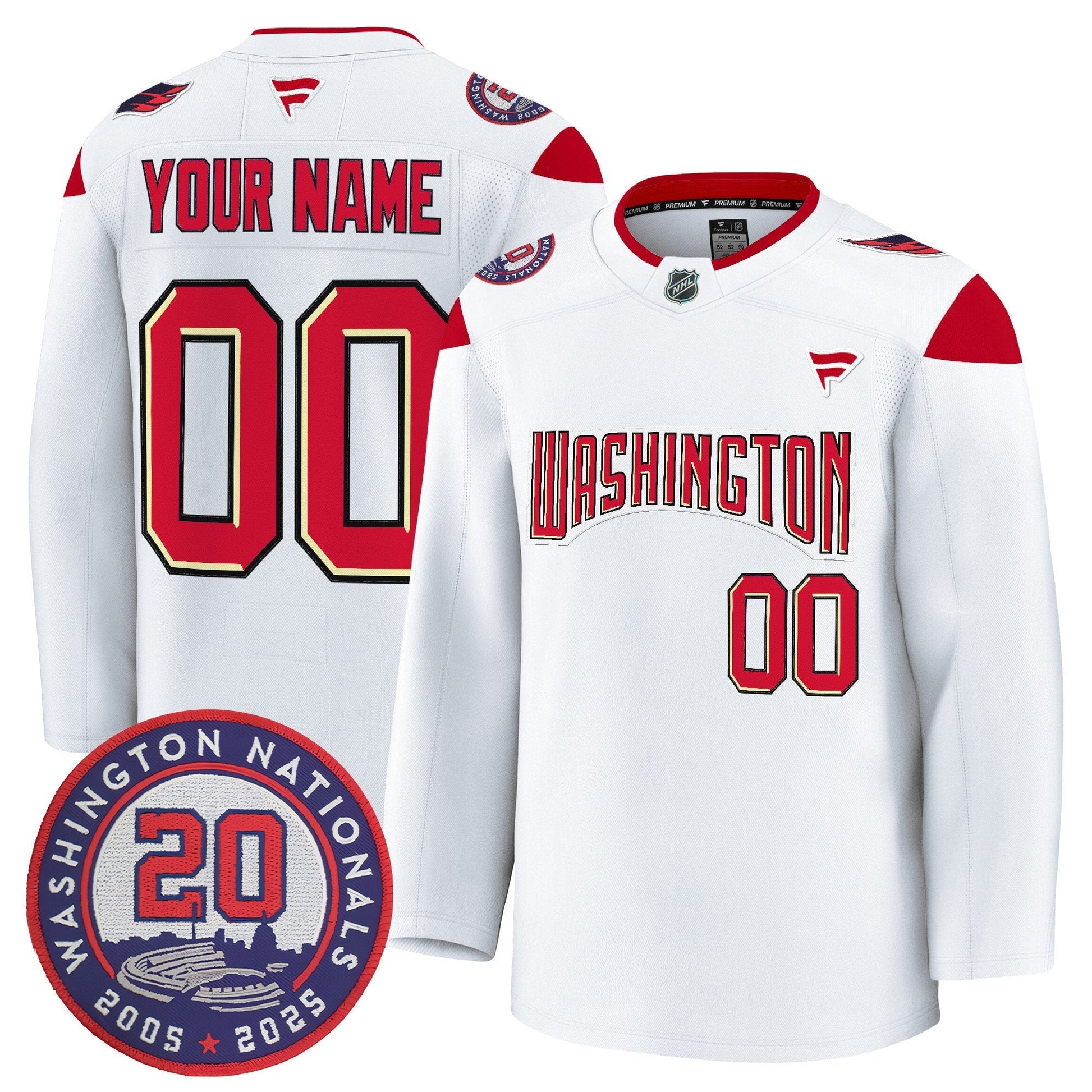 Washington Capitals 20th Anniversary Seasons Patch Premium Custom Jersey - All Stitched