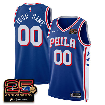 Custom Philadelphia 76ers 25th Anniversary Jersey - All Stitched