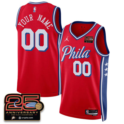 Custom Philadelphia 76ers 25th Anniversary Jersey - All Stitched