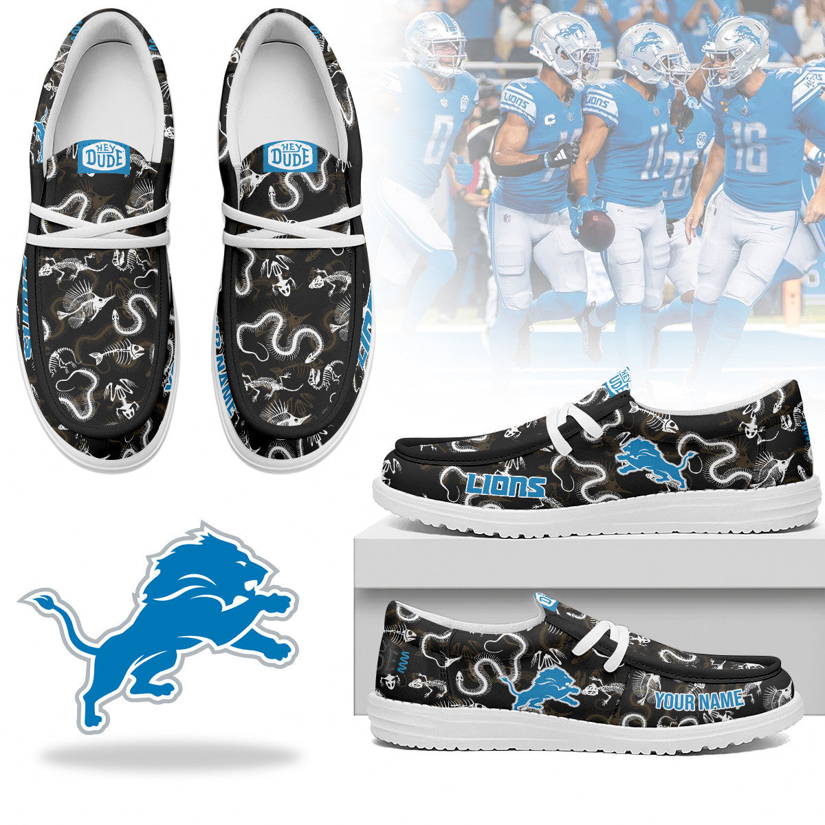 Men's Detroit Lions Halloween Hey Dude Shoes