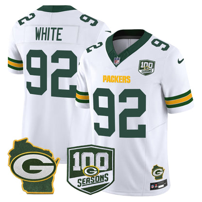 Men's Green Bay Packers 100th Season & Home Patch Vapor Limited Jersey - All Stitched