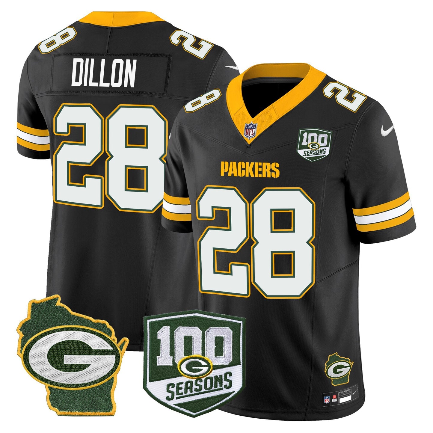 Men's Green Bay Packers 100th Season & Home Patch Vapor Limited Jersey - All Stitched