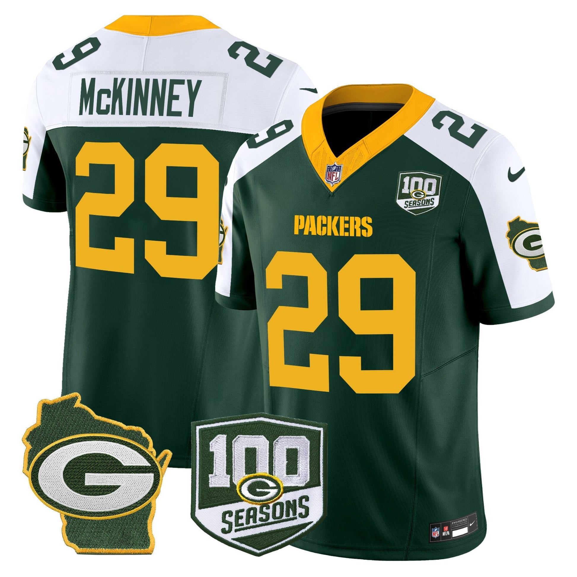 Men's Green Bay Packers 100th Season & Home Patch Vapor Limited Jersey - All Stitched