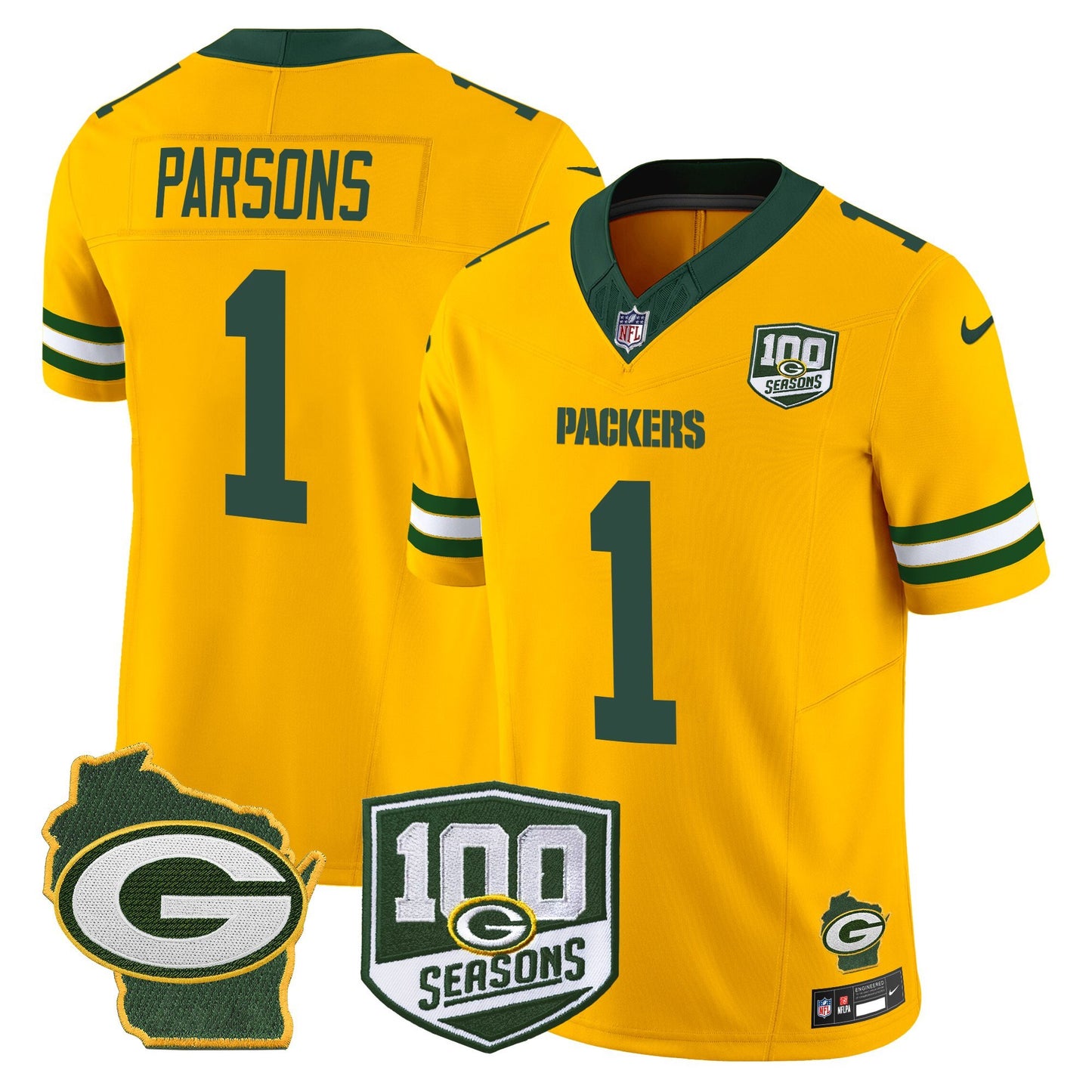 Men's Green Bay Packers 100th Season & Home Patch Vapor Limited Jersey - All Stitched