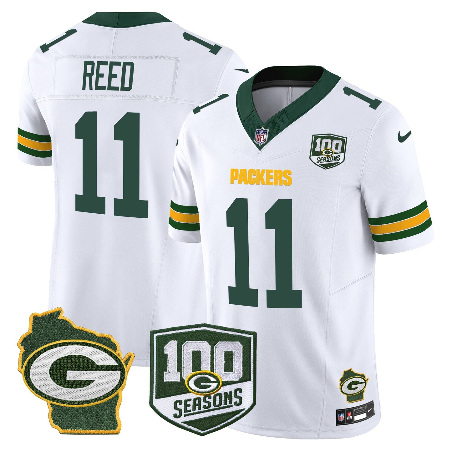 Men's Green Bay Packers 100th Season & Home Patch Vapor Limited Jersey - All Stitched