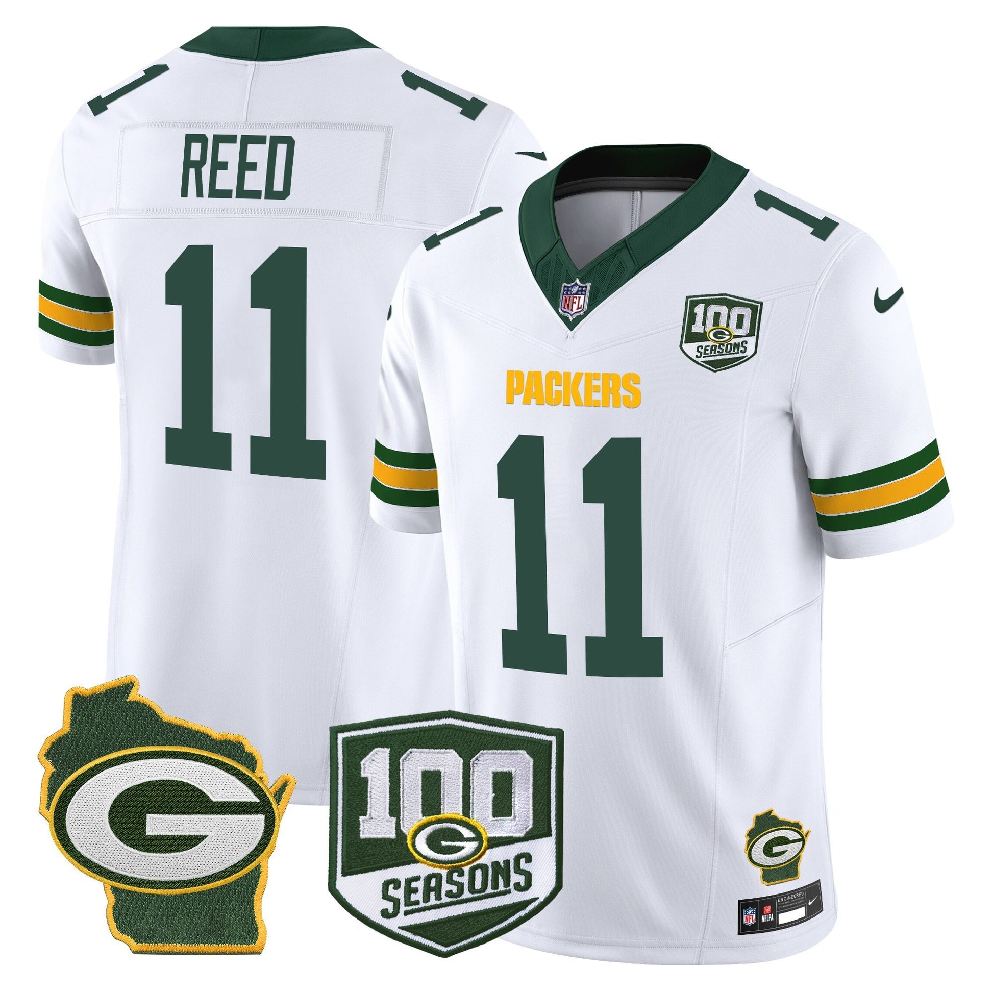 Men's Green Bay Packers 100th Season & Home Patch Vapor Limited Jersey - All Stitched