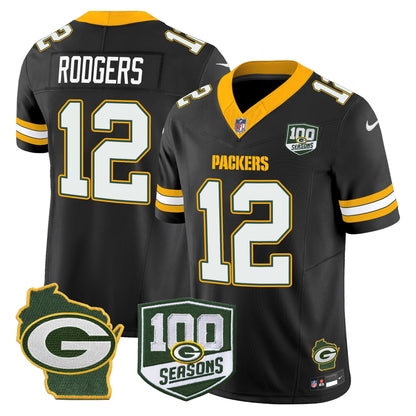 Men's Green Bay Packers 100th Season & Home Patch Vapor Limited Jersey - All Stitched