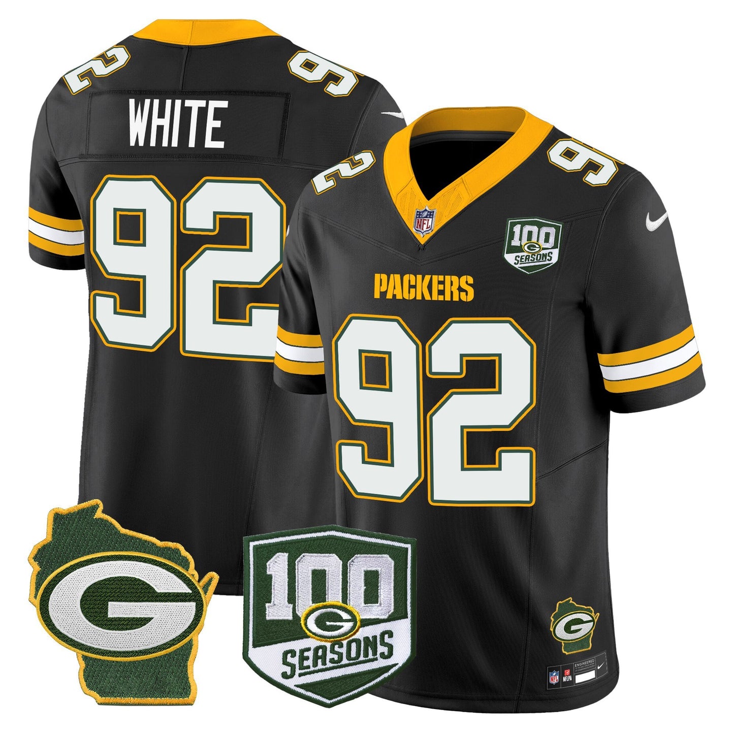 Men's Green Bay Packers 100th Season & Home Patch Vapor Limited Jersey - All Stitched
