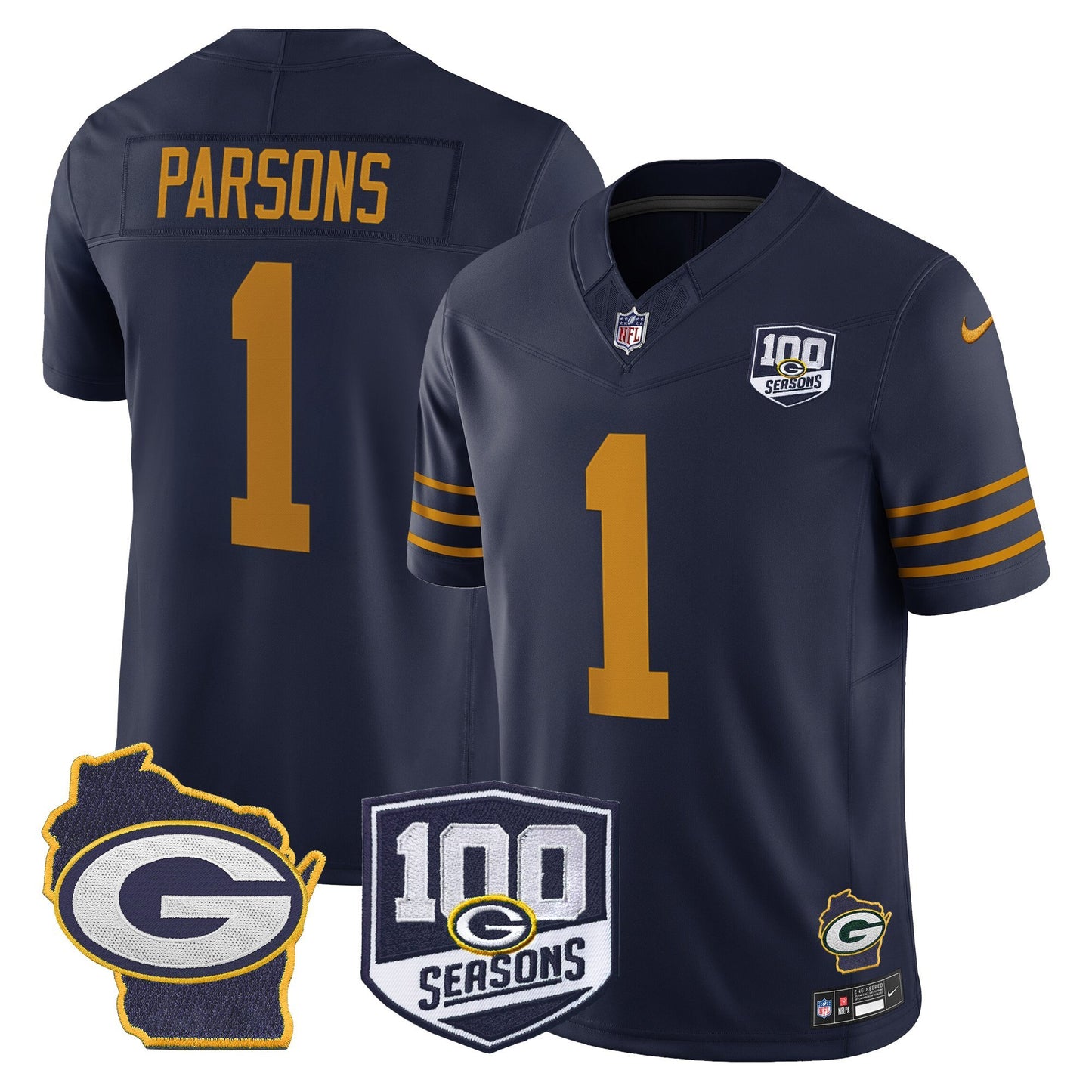 Men's Green Bay Packers 100th Season & Home Patch Vapor Limited Jersey - All Stitched