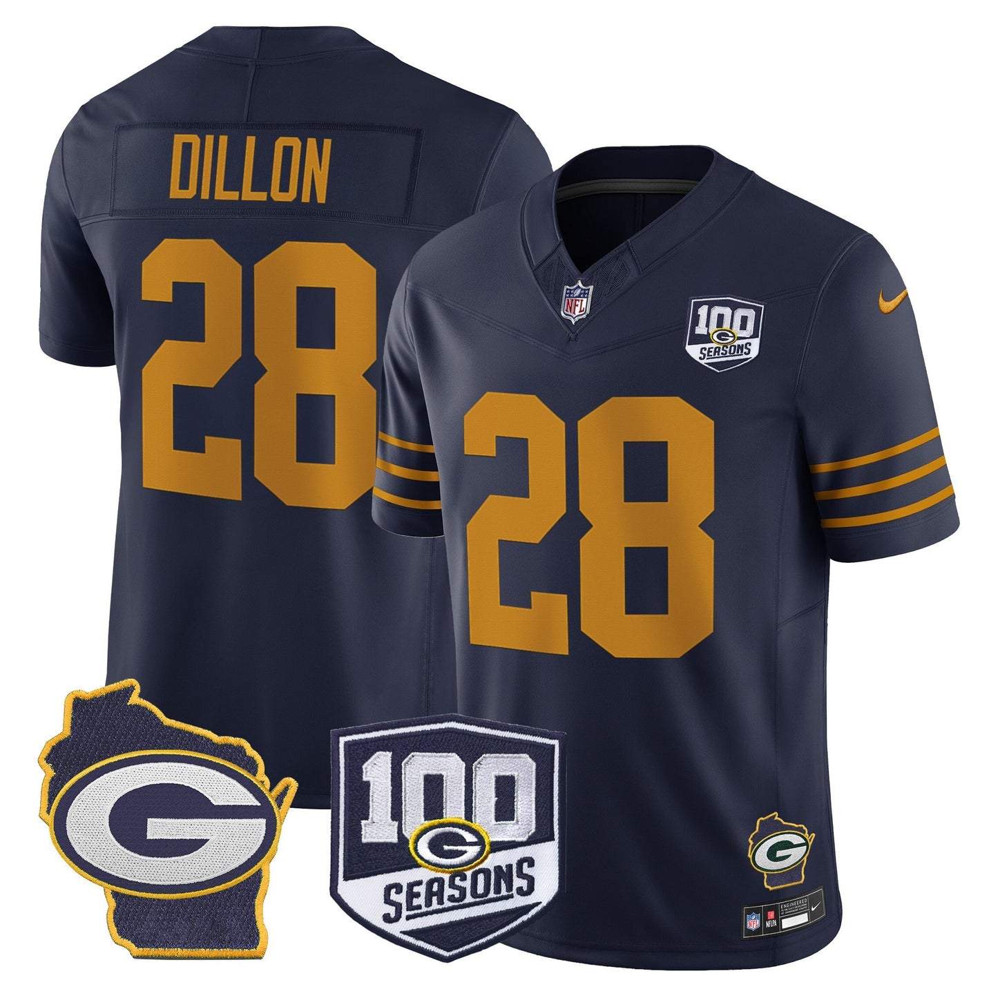 Men's Green Bay Packers 100th Season & Home Patch Vapor Limited Jersey - All Stitched