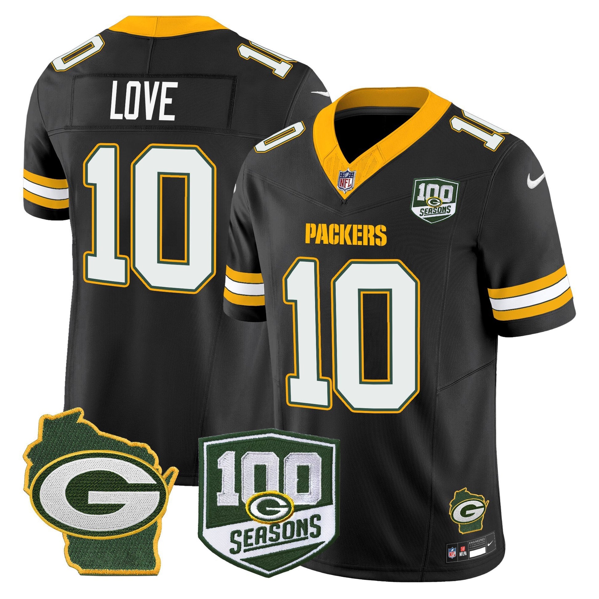 Men's Green Bay Packers 100th Season & Home Patch Vapor Limited Jersey - All Stitched