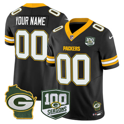 Green Bay Packers 100th Season & Home Patch Vapor Limited Custom Jersey - All Stitched