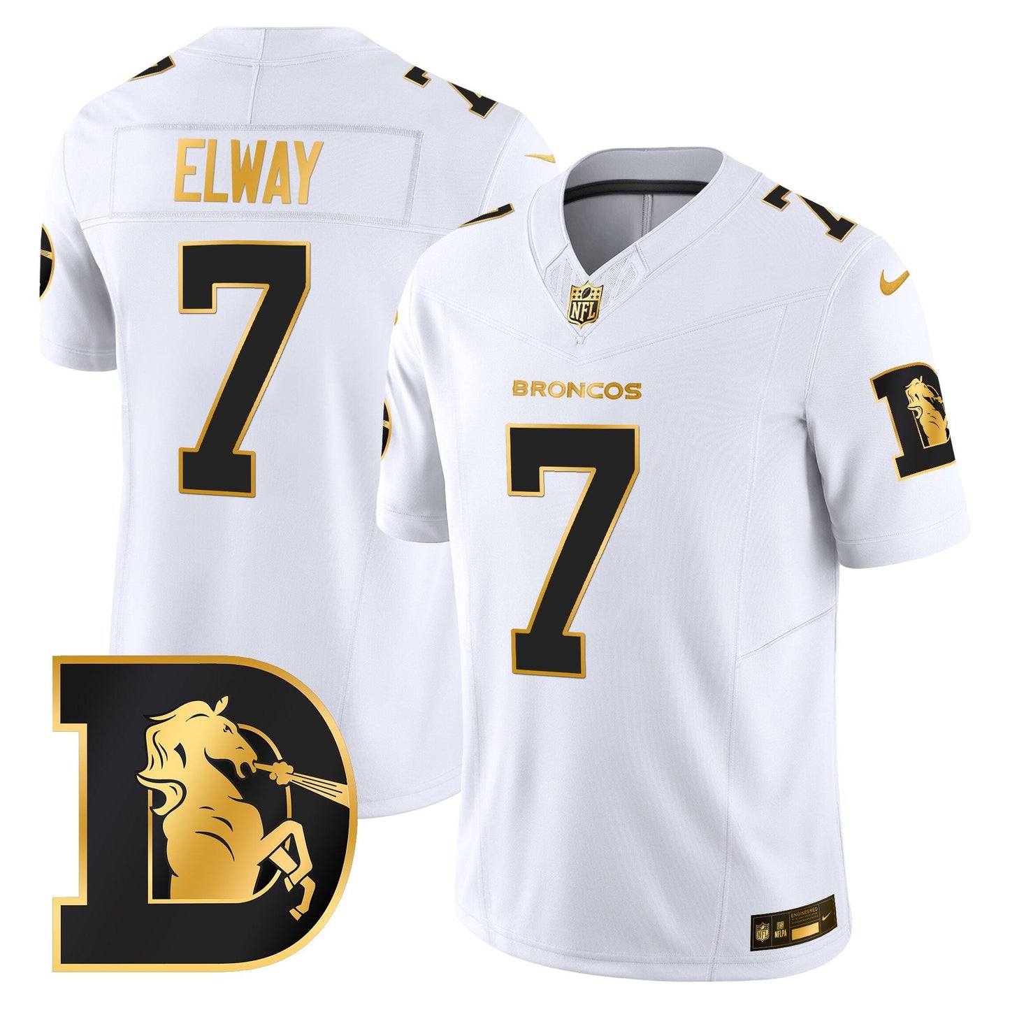 Men's Denver Broncos Throwback Gold Vapor Limited Jersey - All Stitched