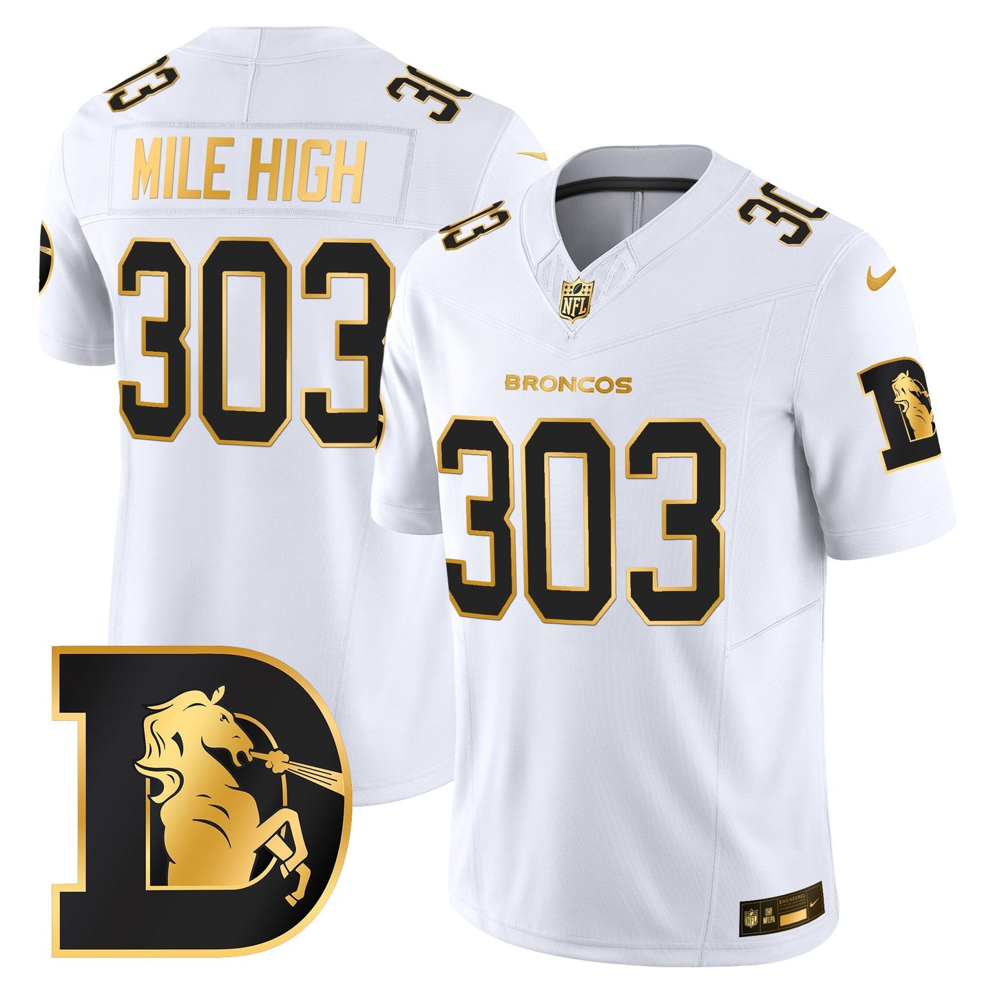 Men's Denver Broncos Throwback Gold Vapor Limited Jersey - All Stitched