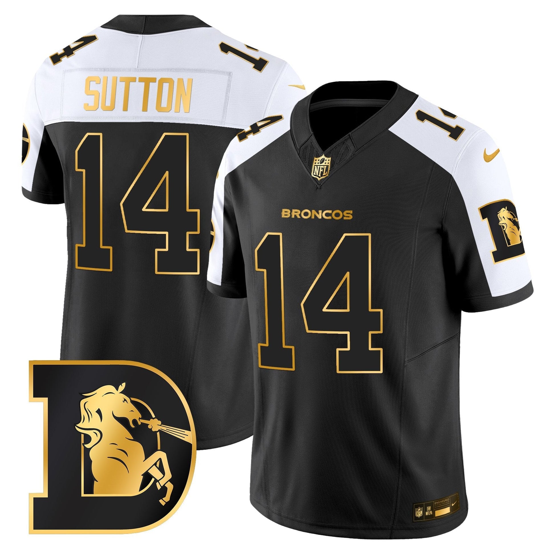 Men's Denver Broncos Throwback Gold Vapor Limited Jersey - All Stitched