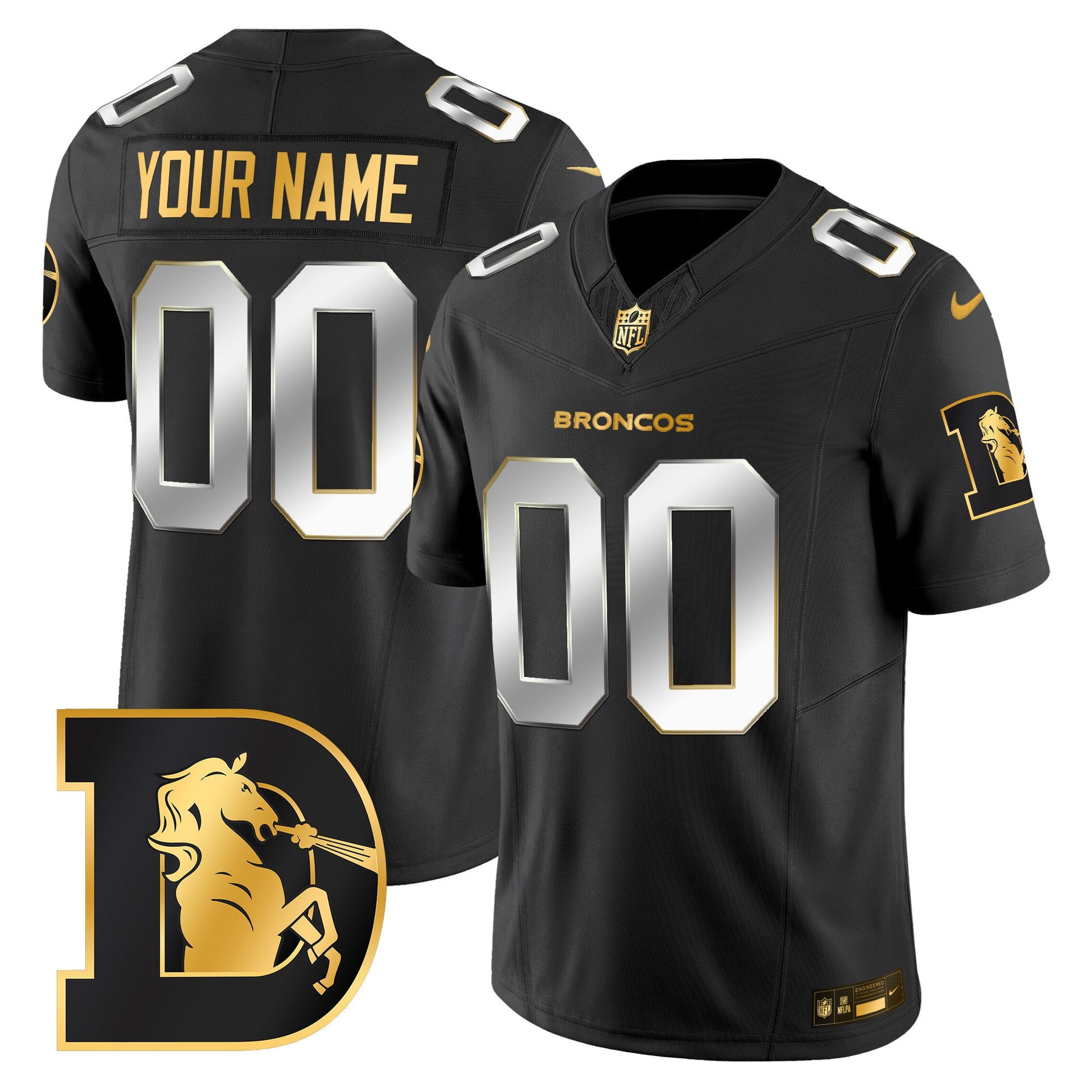 Denver Broncos Throwback Gold Vapor Limited Custom Jersey - All Stitched