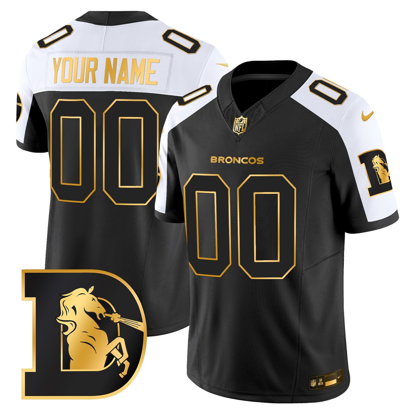 Denver Broncos Throwback Gold Vapor Limited Custom Jersey - All Stitched