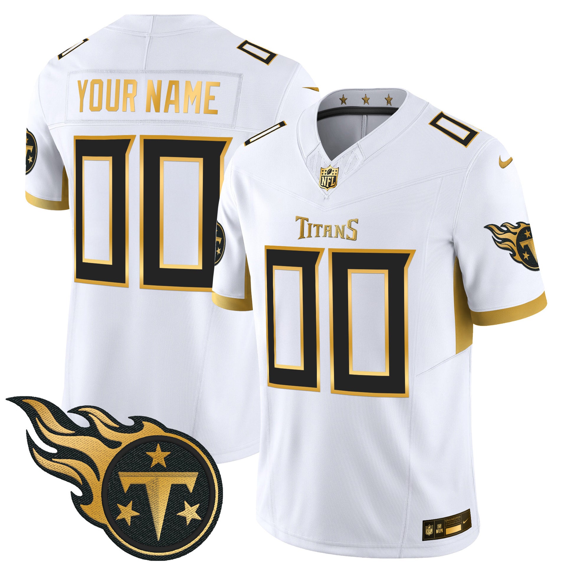 Tennessee Titans 2025 Gold Vapor Limited Custom Jersey - All Stitched