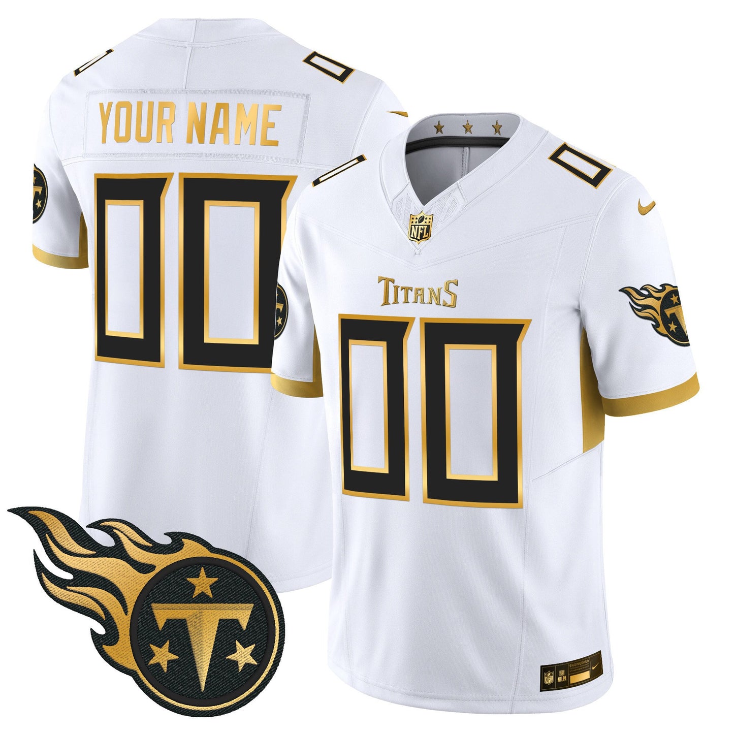 Tennessee Titans 2025 Gold Vapor Limited Custom Jersey - All Stitched