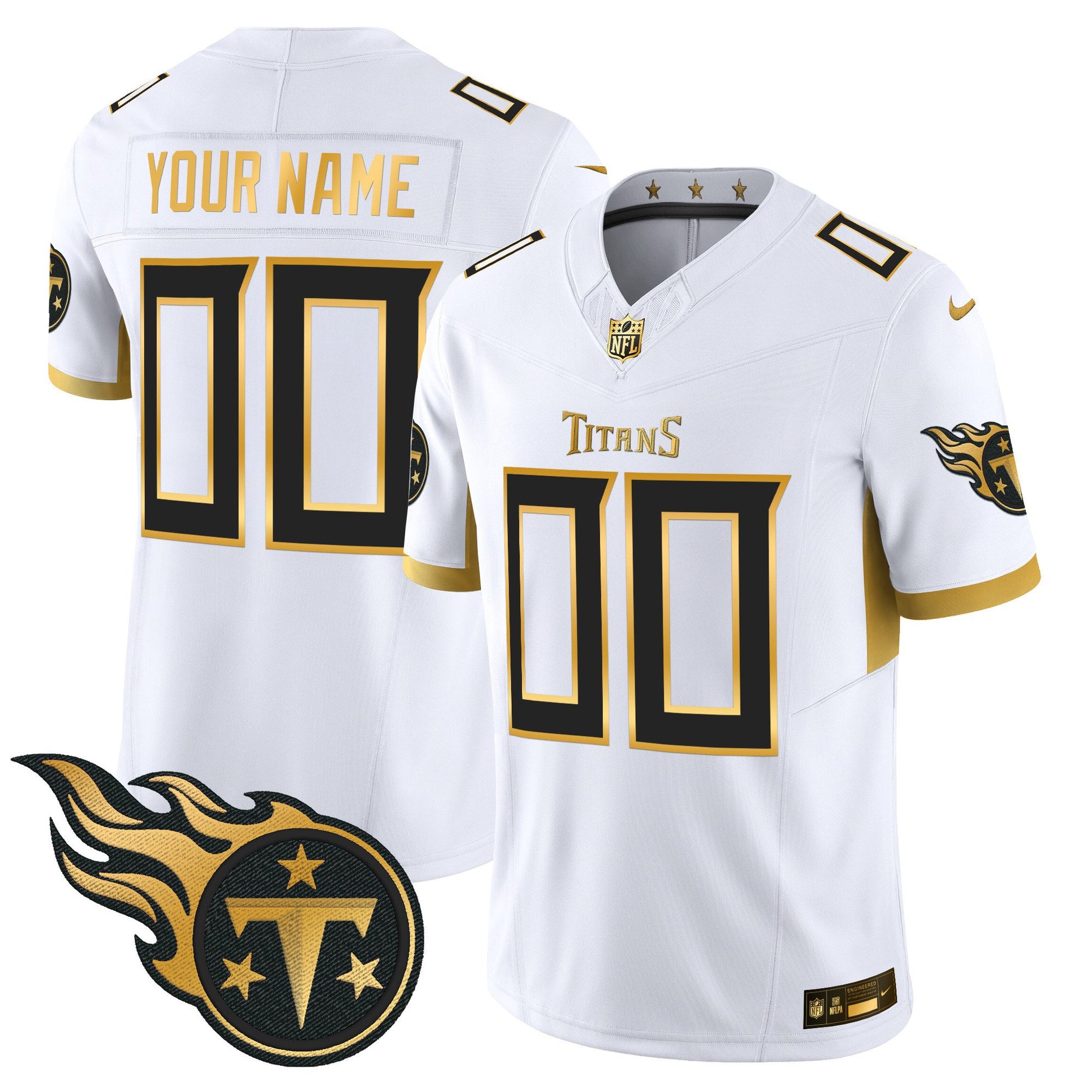 Tennessee Titans 2025 Gold Vapor Limited Custom Jersey - All Stitched