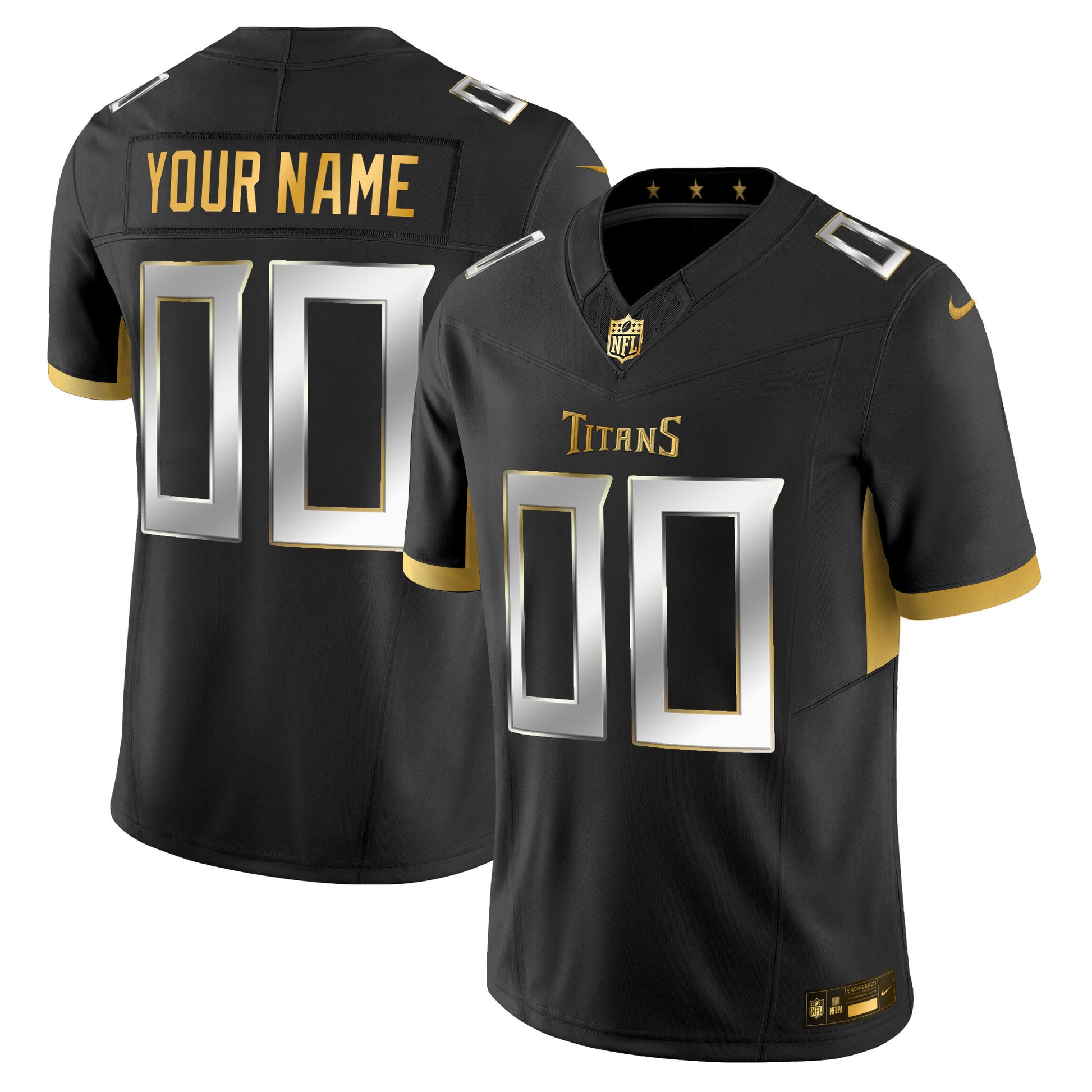 Tennessee Titans 2025 Gold Vapor Limited Custom Jersey - All Stitched