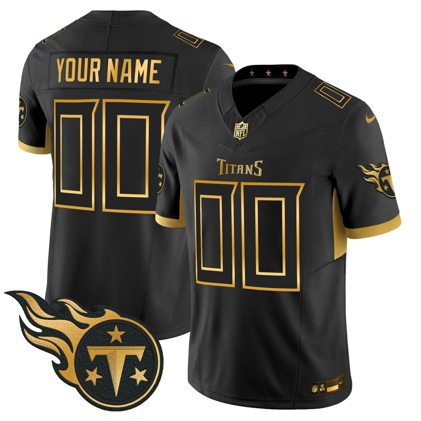 Tennessee Titans 2025 Gold Vapor Limited Custom Jersey - All Stitched