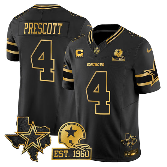 Men's Dallas Cowboys Est. 1960 & Texas Patch Gold Vapor Limited Jersey - All Stitched