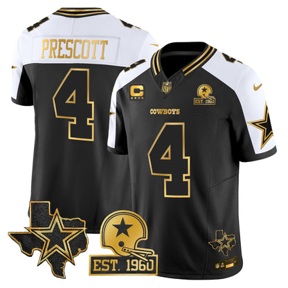 Men's Dallas Cowboys Est. 1960 & Texas Patch Gold Vapor Limited Jersey - All Stitched