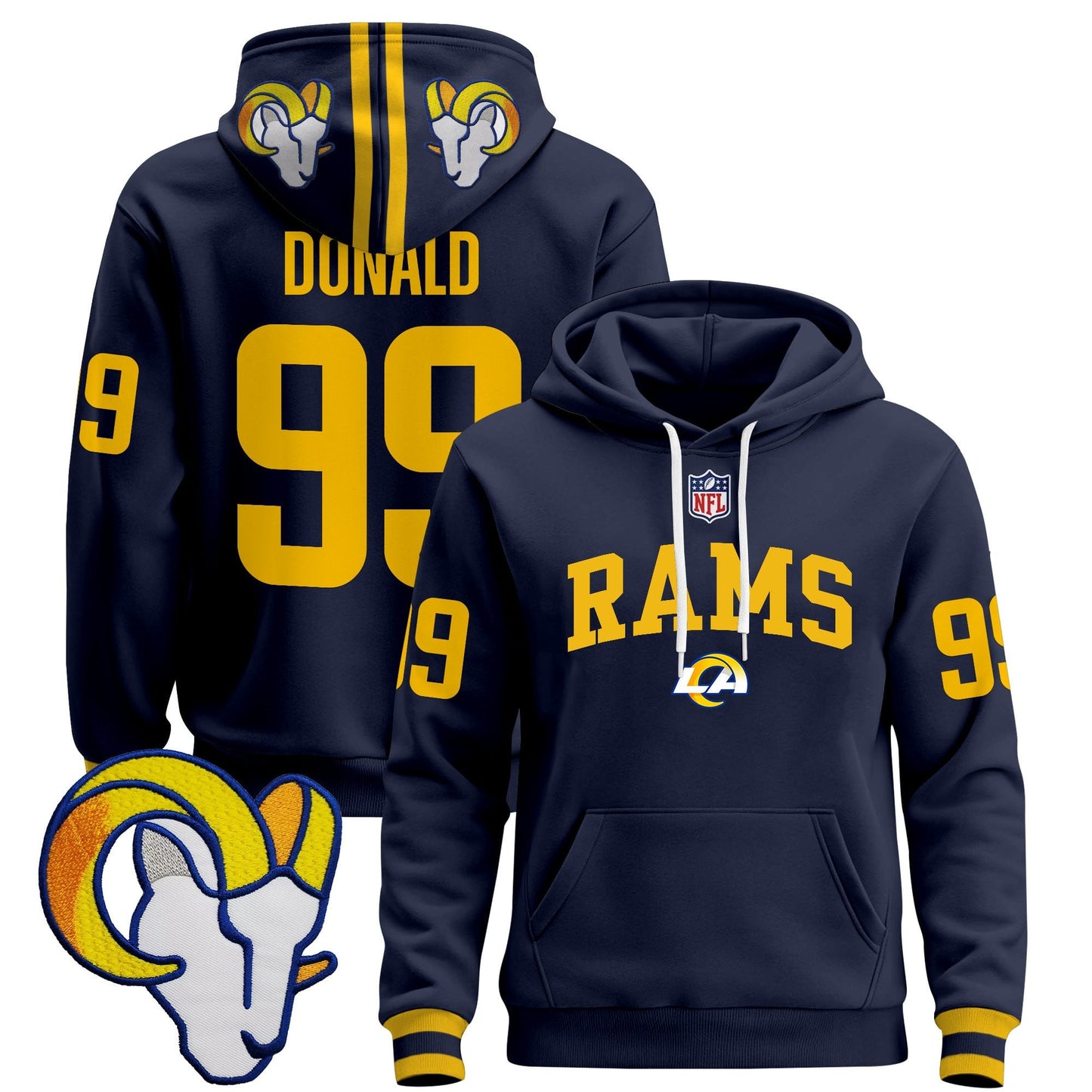 Men's Los Angeles Rams 2025 Premium Pullover Hoodie V2 - All Stitched
