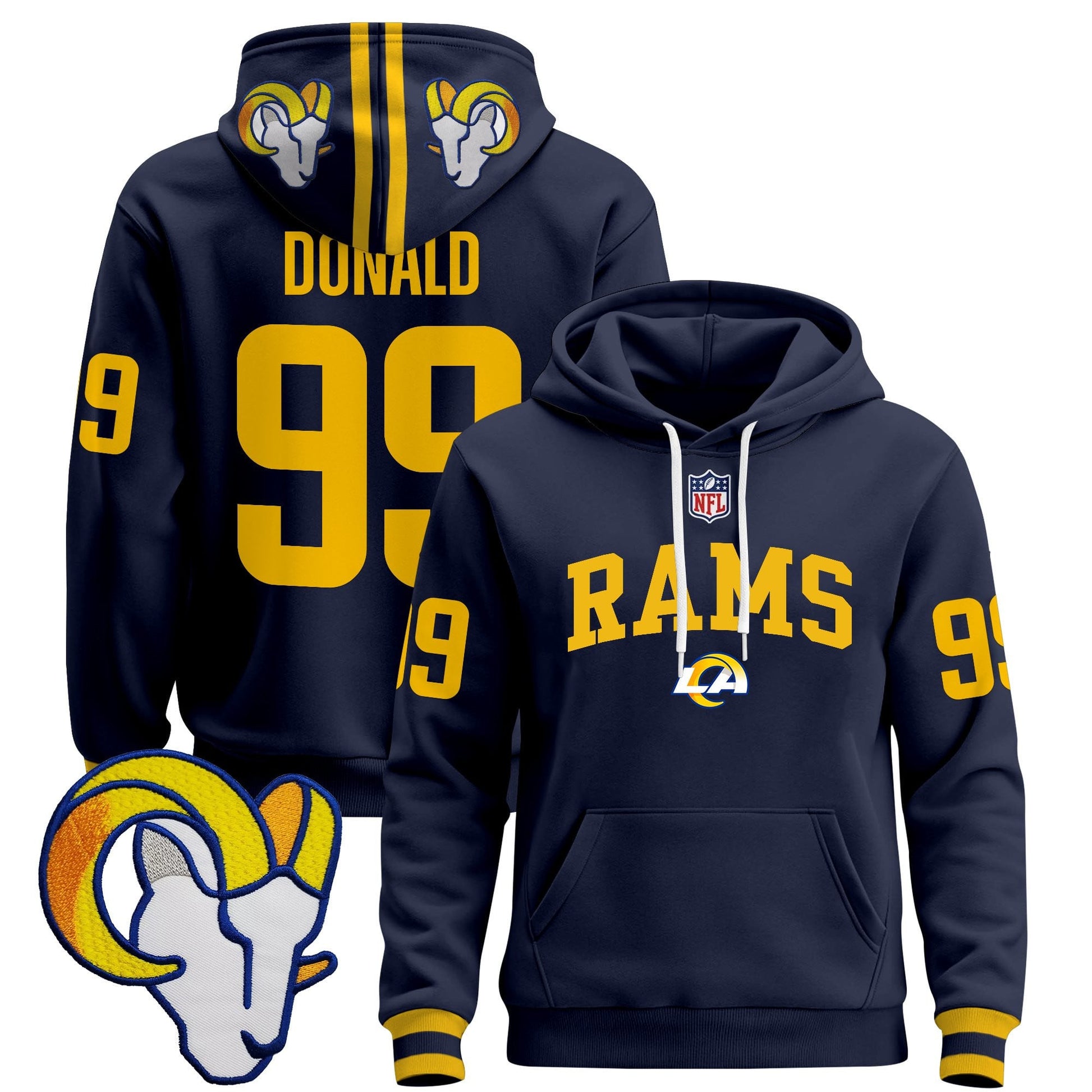 Men's Los Angeles Rams 2025 Premium Pullover Hoodie V2 - All Stitched