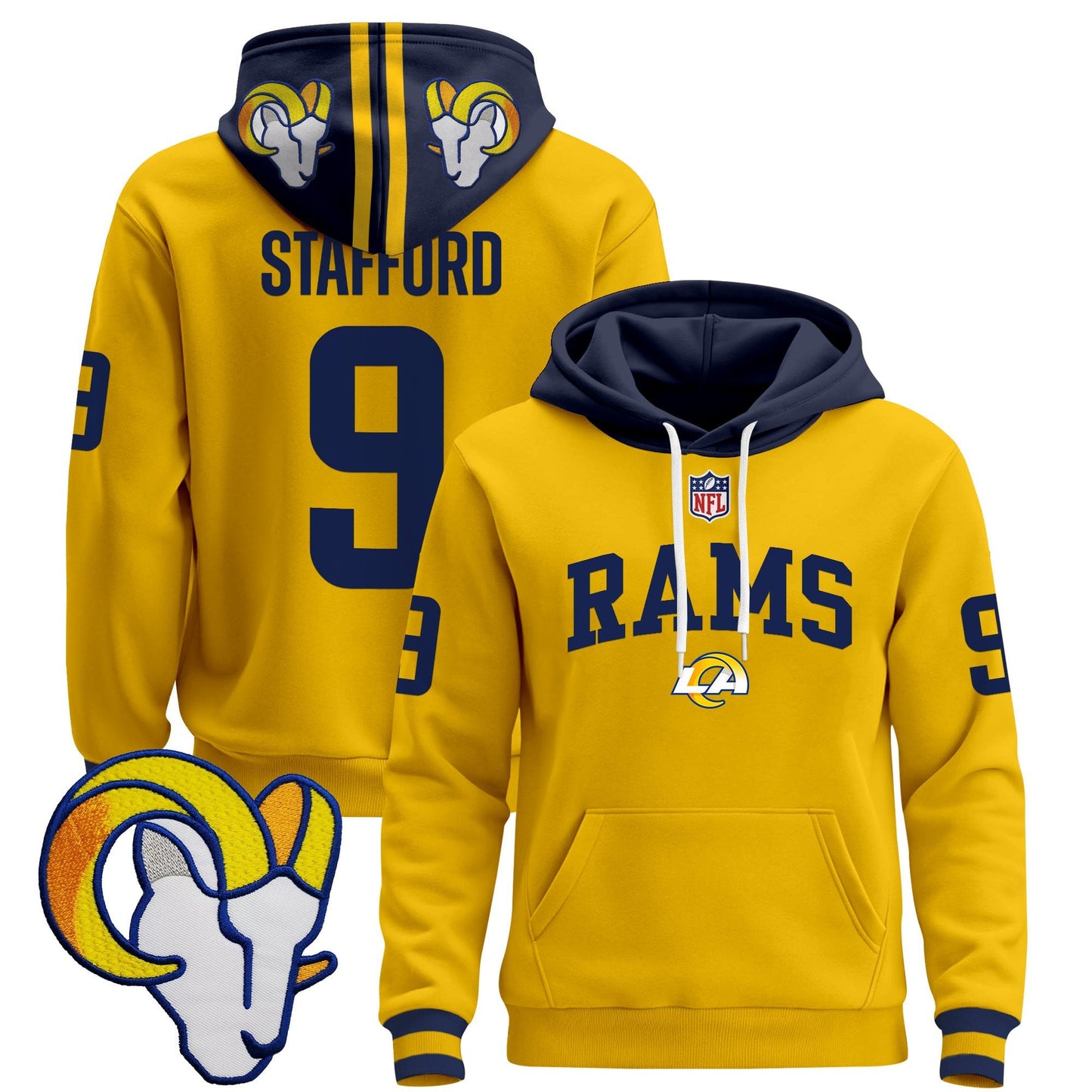 Men's Los Angeles Rams 2025 Premium Pullover Hoodie V2 - All Stitched