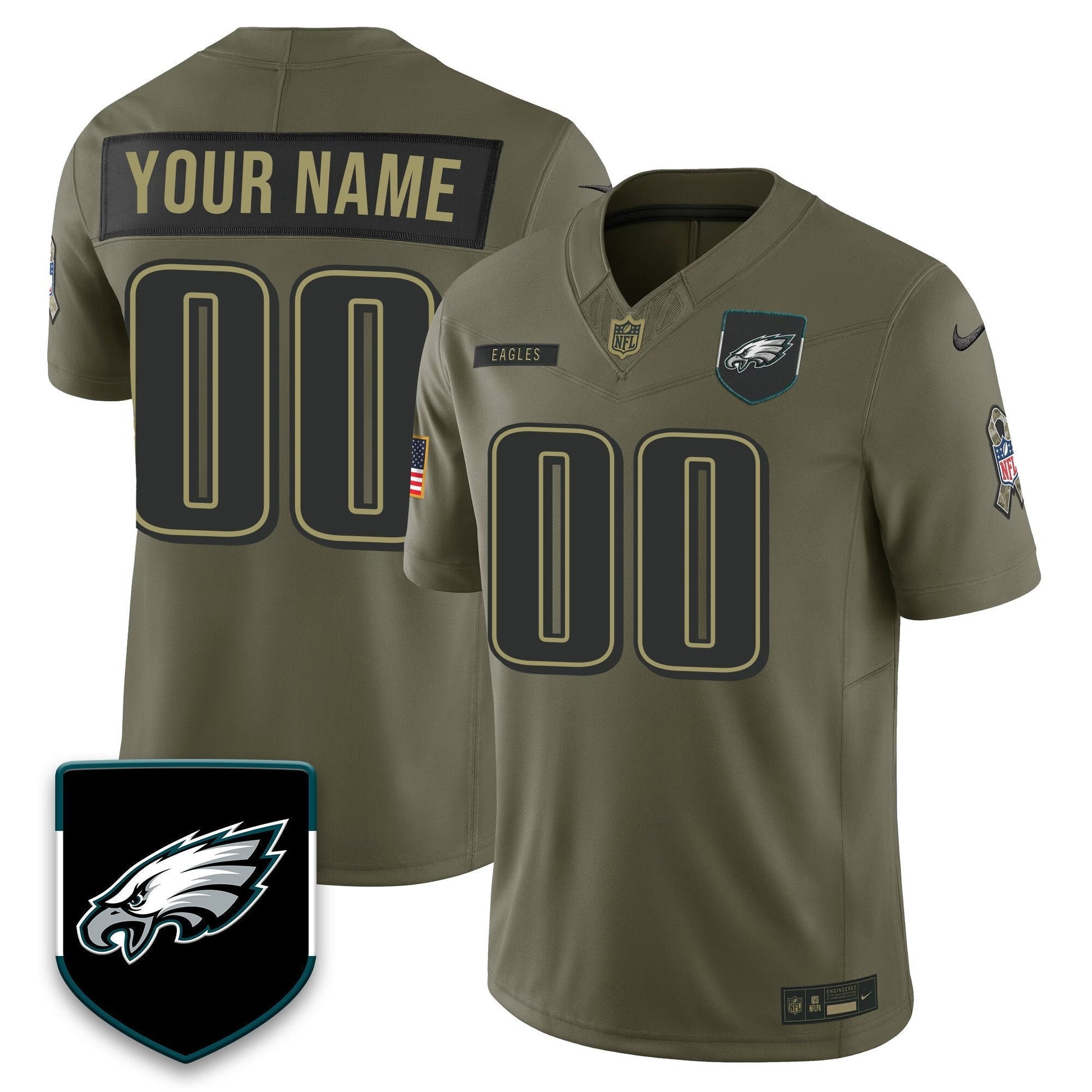Custom Philadelphia Eagles 2025 Salute to Service Limited Jersey - All Stitched