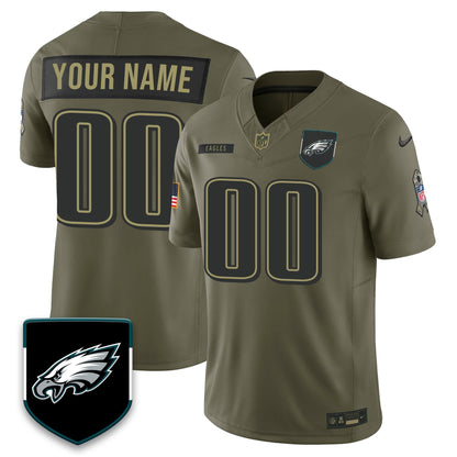 Custom Philadelphia Eagles 2025 Salute to Service Limited Jersey - All Stitched