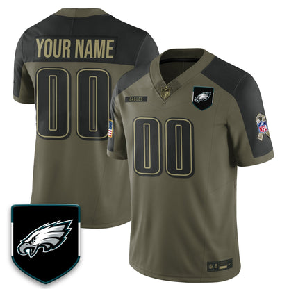 Custom Philadelphia Eagles 2025 Salute to Service Limited Jersey - All Stitched