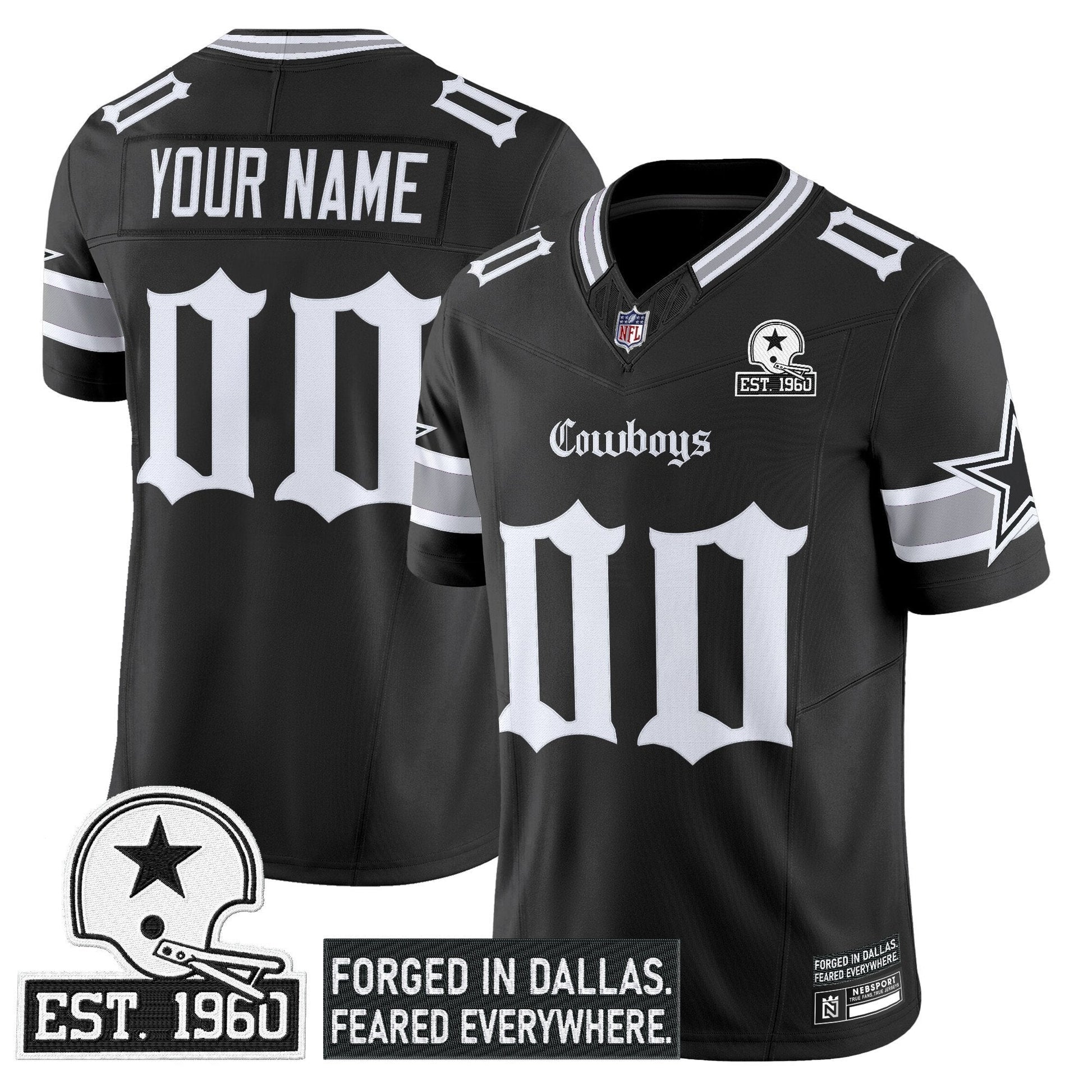 Dallas Cowboys 'Gothic Lone Star Edition' Vapor Limited Custom Jersey - All Stitched