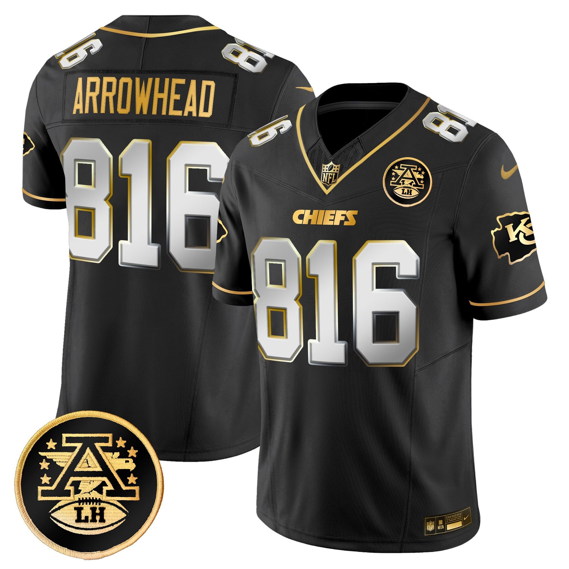 Men's Kansas City Chiefs 2025 Gold Vapor Limited Jersey - All Stitched