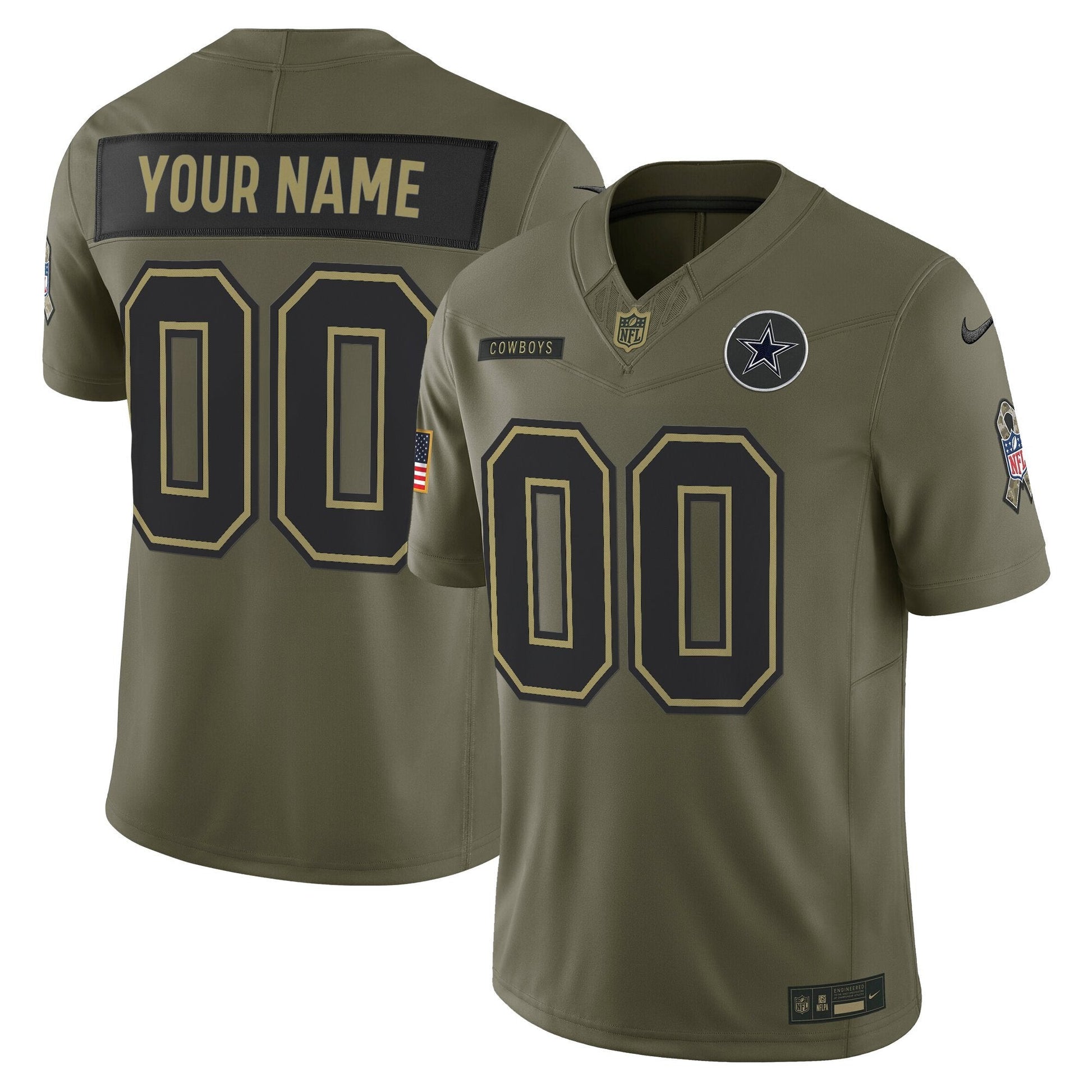 Dallas Cowboys 2025 Salute to Service Vapor Limited Custom Jersey - All Stitched