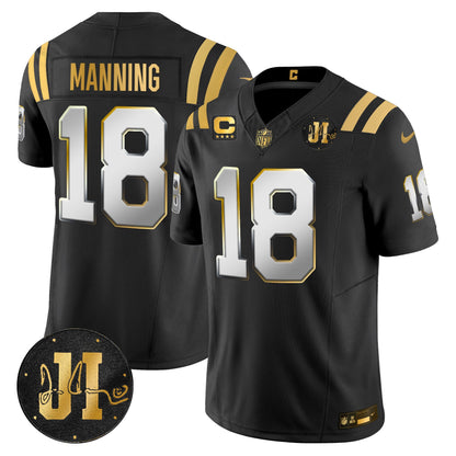 Men's Indianapolis Colts 2025 Jim Irsay Patch Gold Vapor Limited Jersey - All Stitched