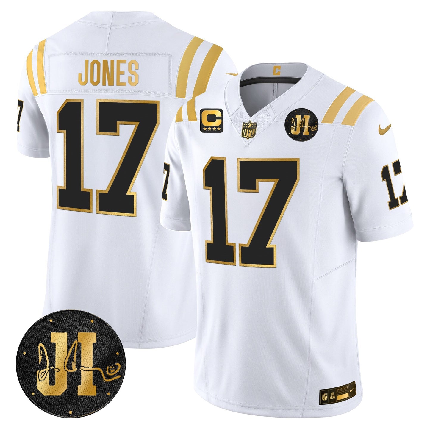 Men's Indianapolis Colts 2025 Jim Irsay Patch Gold Vapor Limited Jersey - All Stitched