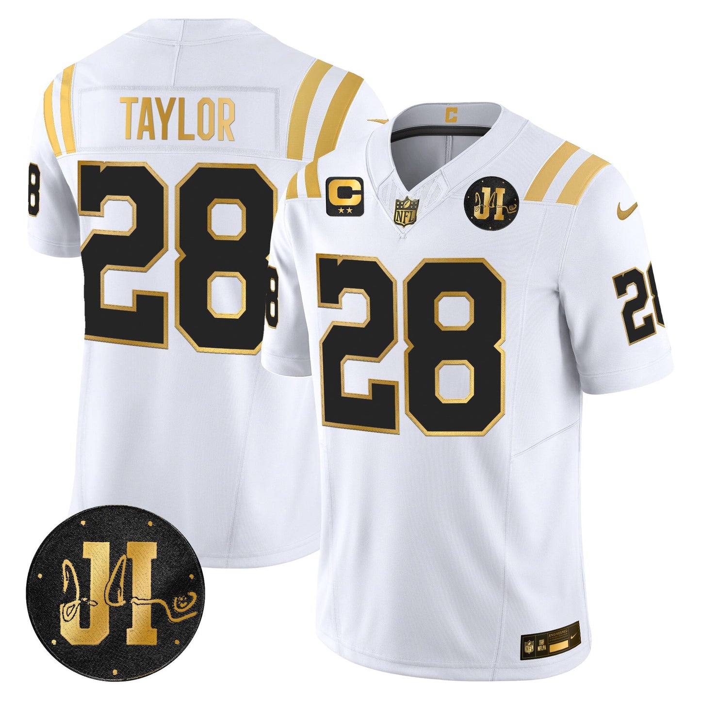 Men's Indianapolis Colts 2025 Jim Irsay Patch Gold Vapor Limited Jersey - All Stitched