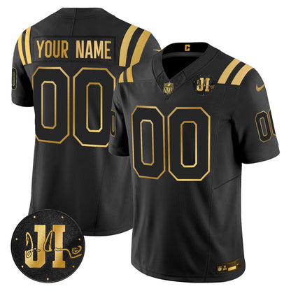 Indianapolis Colts 2025 Jim Irsay Patch Gold Vapor Limited Custom Jersey - All Stitched