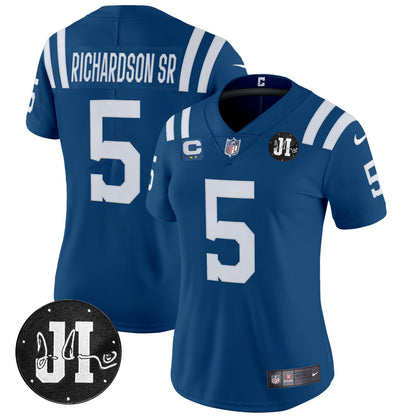 Women's Indianapolis Colts 2025 Jim Irsay Patch Vapor Limited Jersey - All Stitched