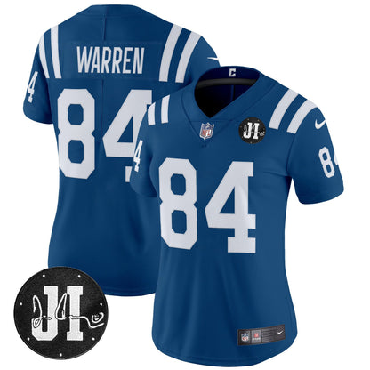 Women's Indianapolis Colts 2025 Jim Irsay Patch Vapor Limited Jersey - All Stitched
