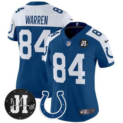Women's Indianapolis Colts 2025 Jim Irsay Patch Vapor Limited Jersey - All Stitched