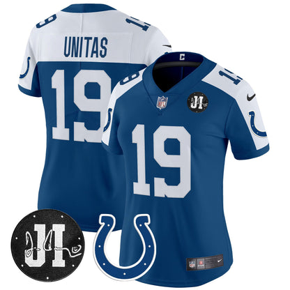 Women's Indianapolis Colts 2025 Jim Irsay Patch Vapor Limited Jersey - All Stitched